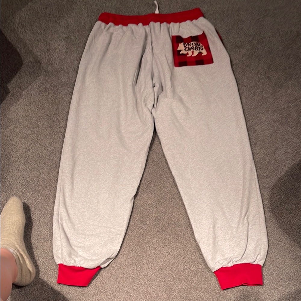Lazy One Gray and Red Sweatpants with Relaxed Fit